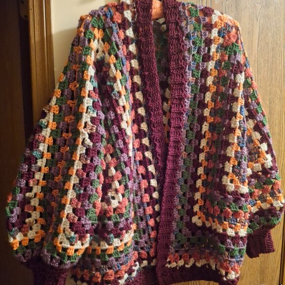 Handmade Fall Colors Hexagon Cardigan - Picture 1 of 5